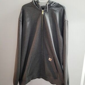 Carhartt Full Zip Fleece Hoodie Men's Size 2XLT Tall Gray Hooded K122 026